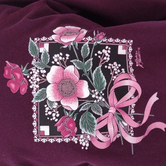 VINTAGE Morning Sun Sweatshirt Pink Flowers Ribbon Grandmacore - Picture 1 of 8